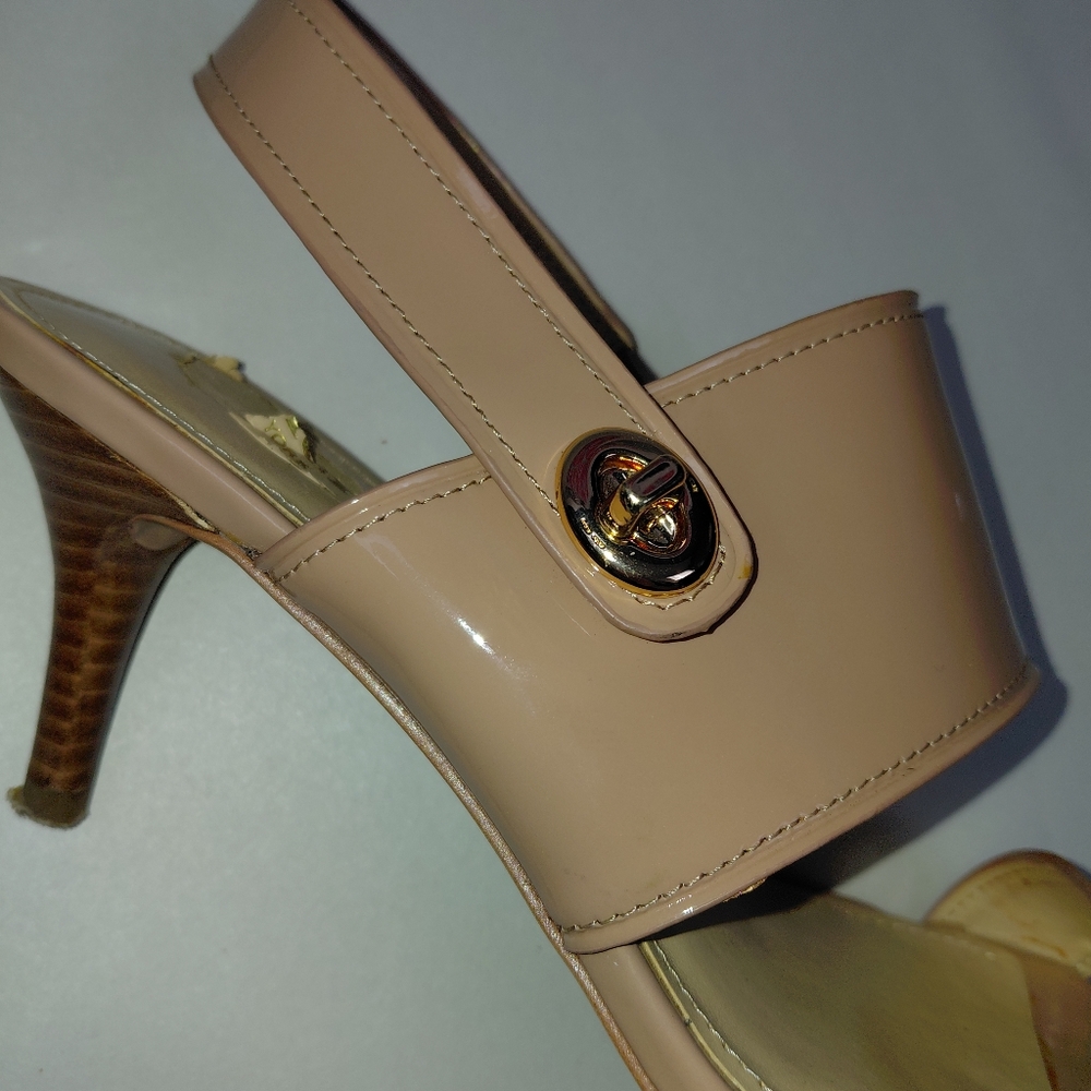 Coach Marla Patent Slingbacks Nude Gold Women's Size 8.5 - Picture 5 of 16